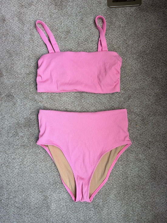 Old Navy Other - Pink Ribbed High Waisted Bikini Old Navy size Large adjustable/removable straps